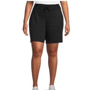 ATHLETIC WORKS Womens Pull On Black Shorts Size  4X 28W-30W Stretch Pock…
